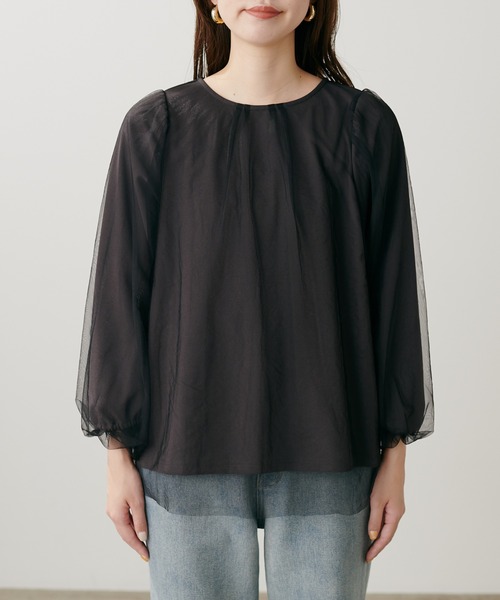 チュールバルーンブラウス