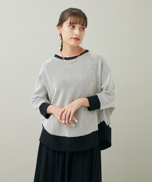 malla(マーラ)の「malla ドットダブルフェイスプルオーバー(ニット/セーター・レディース・ブルー/ホワイト/ブラック・FREE)」の8枚目の写真