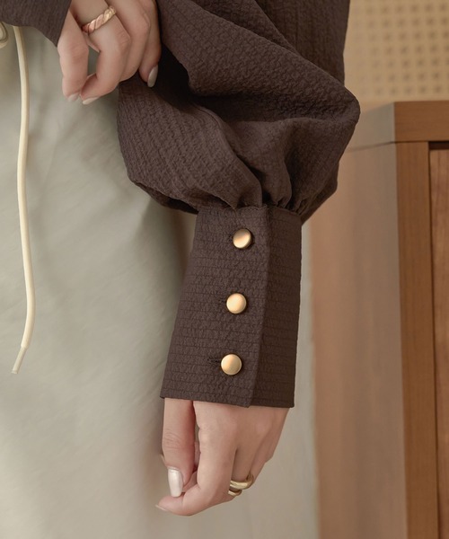 Ambre Neige（アンブルネージュ）の「【前後２WAY】ふくれジャガードブラウス／WEB/EC限定商品（シャツ/ブラウス・レディース・ダークブラウン/アイボリー/ベージュ・FREE）」の16枚目の写真