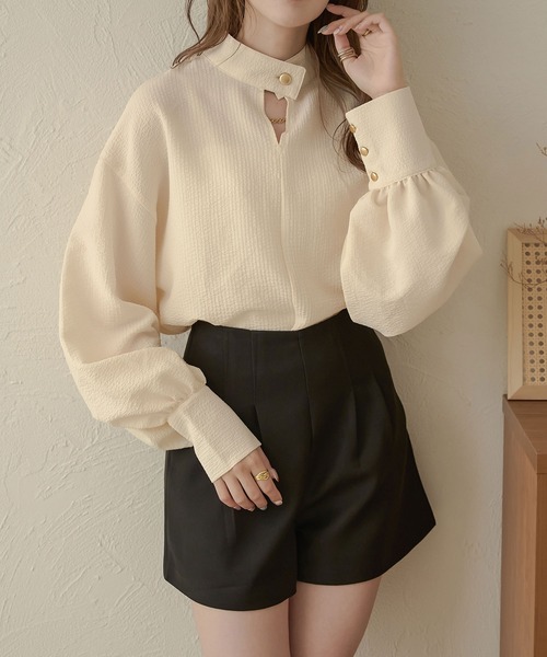 Ambre Neige（アンブルネージュ）の「【前後２WAY】ふくれジャガードブラウス／WEB/EC限定商品（シャツ/ブラウス・レディース・ダークブラウン/アイボリー/ベージュ・FREE）」の5枚目の写真