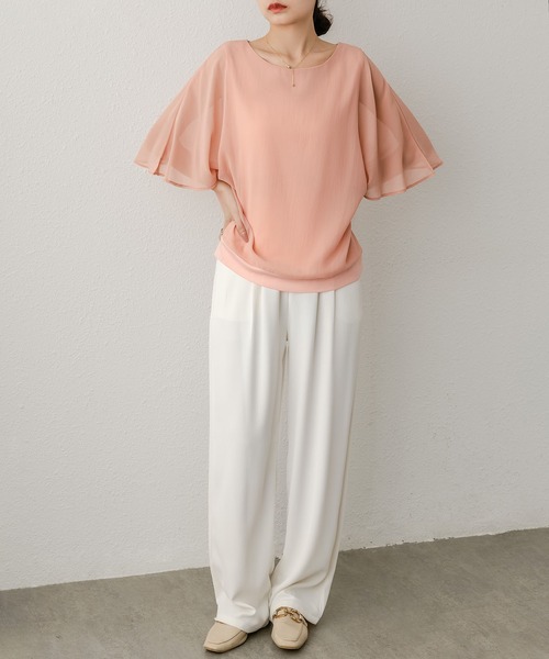 MAISON DE THERESE(メゾン ド テレーズ)の「ゆったりシフォンブラウス(シャツ/ブラウス・レディース・モカ/ネイビー/ブラック/ピンク/ホワイト/ブルー・FREE)」の10枚目の写真
