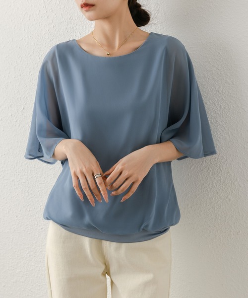 MAISON DE THERESE(メゾン ド テレーズ)の「ゆったりシフォンブラウス(シャツ/ブラウス・レディース・モカ/ネイビー/ブラック/ピンク/ホワイト/ブルー・FREE)」の21枚目の写真