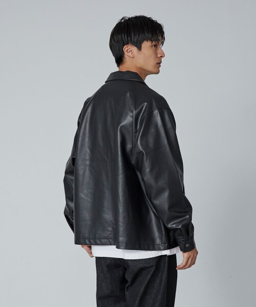 coen(コーエン)の「ビッグシルエットレザーライクジップブルゾン(ブルゾン・メンズ・ブラック・M/L/XL)」の13枚目の写真