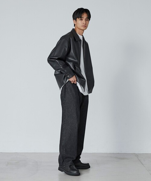 coen(コーエン)の「ビッグシルエットレザーライクジップブルゾン(ブルゾン・メンズ・ブラック・M/L/XL)」の14枚目の写真