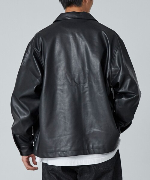 coen(コーエン)の「ビッグシルエットレザーライクジップブルゾン(ブルゾン・メンズ・ブラック・M/L/XL)」の18枚目の写真