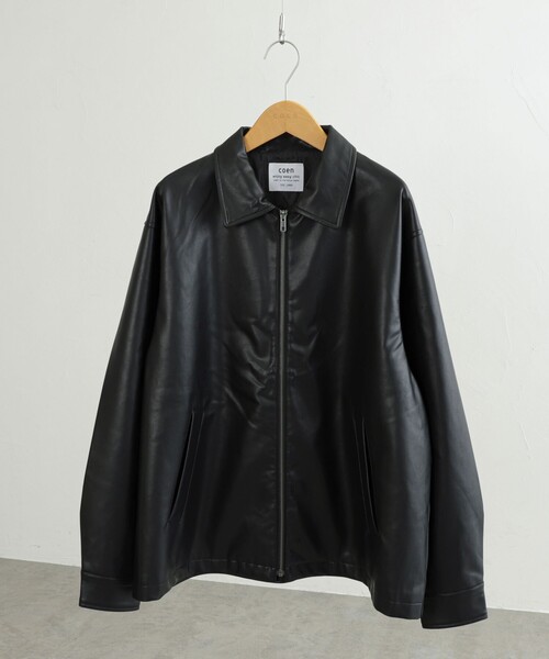coen(コーエン)の「ビッグシルエットレザーライクジップブルゾン(ブルゾン・メンズ・ブラック・M/L/XL)」の19枚目の写真