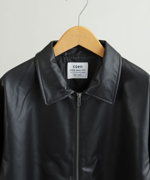 coen(コーエン)の「ビッグシルエットレザーライクジップブルゾン(ブルゾン・メンズ・ブラック・M/L/XL)」の8枚目の写真