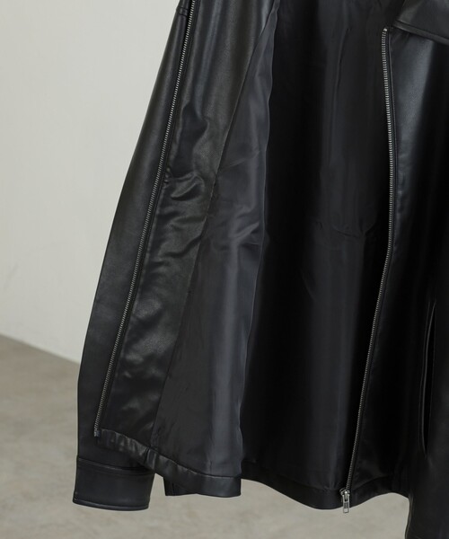 coen(コーエン)の「ビッグシルエットレザーライクジップブルゾン(ブルゾン・メンズ・ブラック・M/L/XL)」の12枚目の写真