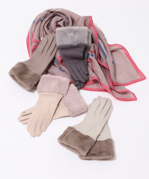 NOLLEY’S（ノーリーズ）の「エコファーグローブ（手袋・レディース・グレー/ライトピンク/グレイッシュベージュ/モカ・FREE）」の8枚目の写真