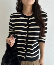 Edit Sheen | 金ボタンボーダーカーディガン(カーディガン/ボレロ)