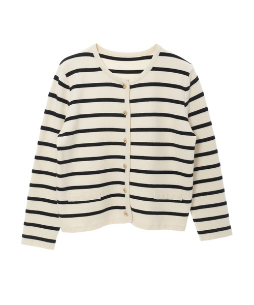 Edit Sheen（エディットシーン）の「金ボタンボーダーカーディガン（カーディガン/ボレロ・レディース・ホワイト/ブラック・M）」の5枚目の写真