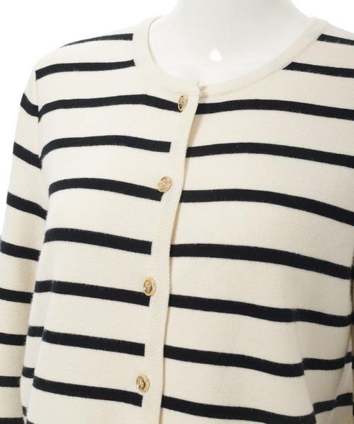 Edit Sheen（エディットシーン）の「金ボタンボーダーカーディガン（カーディガン/ボレロ・レディース・ホワイト/ブラック・M）」の9枚目の写真