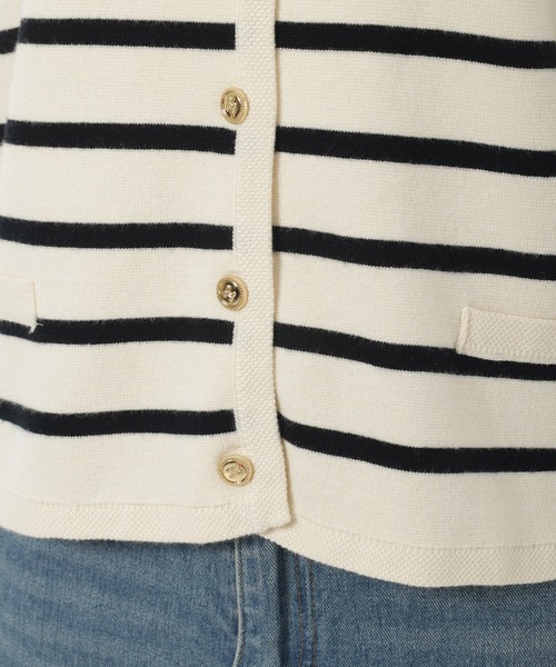 Edit Sheen（エディットシーン）の「金ボタンボーダーカーディガン（カーディガン/ボレロ・レディース・ホワイト/ブラック・M）」の10枚目の写真