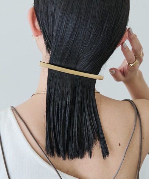 みい様　ヘアバレッタ　ベネチアグラス+黒アンティーク調 千鳥格子柄リボンバレッタ ヘアクリップ[品番：II000008872