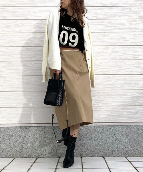 Q（キュー）の「ワッフルボリュームトップス（Tシャツ/カットソー・レディース・ピンク/チャコールグレー/ベージュ/ブラック・MEDIUM）」の21枚目の写真