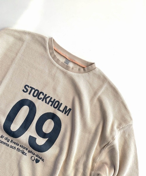 Q（キュー）の「ワッフルボリュームトップス（Tシャツ/カットソー・レディース・ピンク/チャコールグレー/ベージュ/ブラック・MEDIUM）」の16枚目の写真