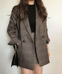 MILAE（ミレ）の「グレンチェック柄オーバーサイズダブルテーラージャケット（テーラードジャケット）」