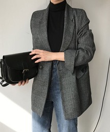 MILAE（ミレ）の「グレンチェック柄オーバーサイズダブルテーラージャケット（テーラードジャケット）」