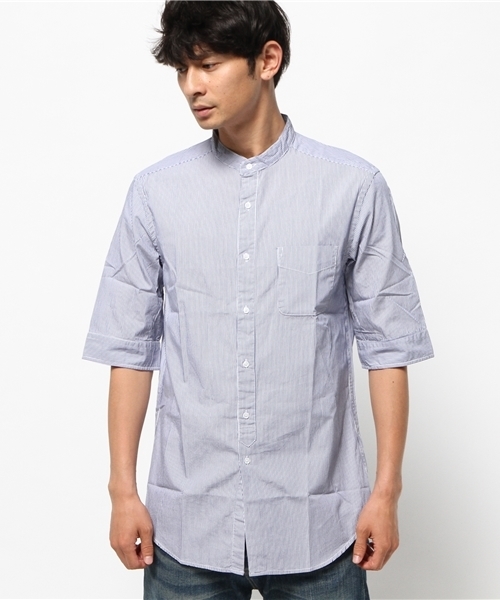 OUTLET（アウトレット）の「【CIAOPANIC TYPY】ブロードバンドカラーシャツ（シャツ/ブラウス・メンズ・ネイビー/ストライプ/ホワイト・MEDIUM/LARGE/SMALL）」の7枚目の写真