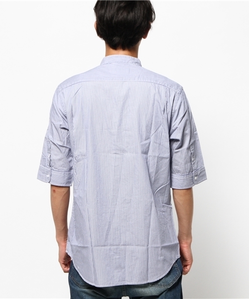 OUTLET（アウトレット）の「【CIAOPANIC TYPY】ブロードバンドカラーシャツ（シャツ/ブラウス・メンズ・ネイビー/ストライプ/ホワイト・MEDIUM/LARGE/SMALL）」の9枚目の写真