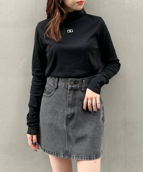 INGNI（イング）の「胸刺しゅうロゴカットタートルトップス（Tシャツ/カットソー・レディース・ブラック/その他/オフホワイト/グレー・M）」の18枚目の写真