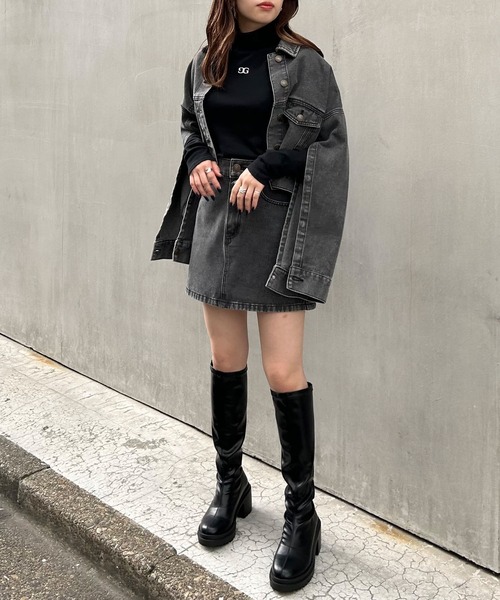 INGNI（イング）の「胸刺しゅうロゴカットタートルトップス（Tシャツ/カットソー・レディース・ブラック/その他/オフホワイト/グレー・M）」の17枚目の写真