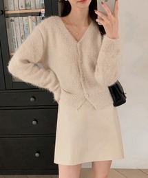 SHOPPERLAND ガーリーエアリーシャギーブークレニットカーディガン