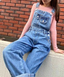 スリット入りデニムサロペット