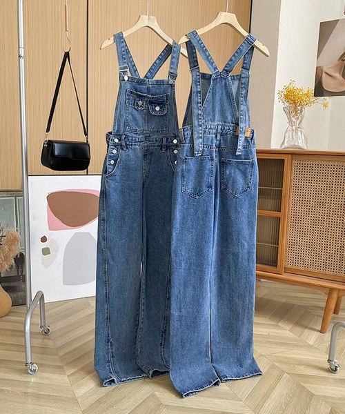 NANEA(ナネア)の「スリット入りデニムサロペット(サロペット/オーバーオール・レディース・ブルー・MEDIUM/SMALL/LARGE)」の22枚目の写真