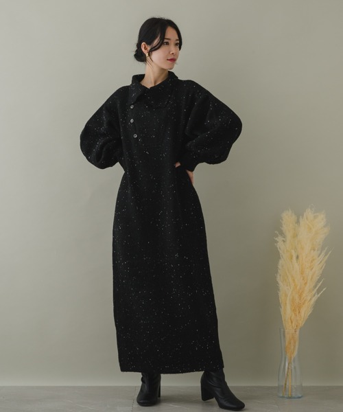 KATHARINE ROSS（キャサリンロス）の「【KATHARINE ROSS】【ZOZO限定】ネップストレートラインニットワンピース（ワンピース・レディース・ベージュ/ブラック/モカ・MEDIUM）」の4枚目の写真