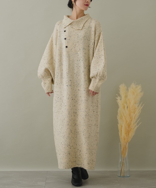 KATHARINE ROSS（キャサリンロス）の「【KATHARINE ROSS】【ZOZO限定】ネップストレートラインニットワンピース（ワンピース・レディース・ベージュ/ブラック/モカ・MEDIUM）」の5枚目の写真