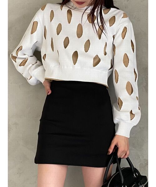 EMODA(エモダ)の「ホールレイヤードニット(ニット/セーター・レディース・ブルー/ブラック/ホワイト/グレー・FREE)」の7枚目の写真