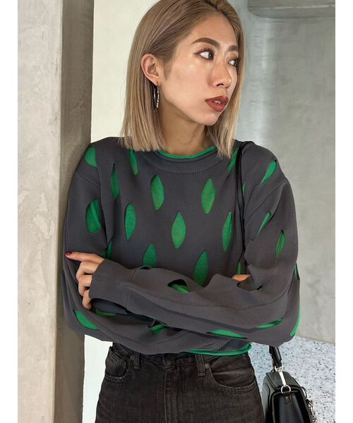 EMODA(エモダ)の「ホールレイヤードニット(ニット/セーター・レディース・ブルー/ブラック/ホワイト/グレー・FREE)」の16枚目の写真