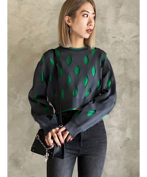 EMODA(エモダ)の「ホールレイヤードニット(ニット/セーター・レディース・ブルー/ブラック/ホワイト/グレー・FREE)」の17枚目の写真