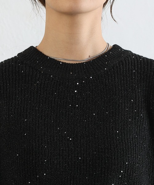 COLONY 2139（コロニートゥーワンスリーナイン）の「スパンコールラメオーバーニット（ニット/セーター・レディース・ブラック/アイボリー/グレー/ピンク・FREE）」の17枚目の写真