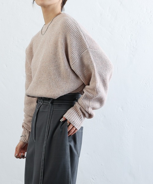 COLONY 2139（コロニートゥーワンスリーナイン）の「スパンコールラメオーバーニット（ニット/セーター・レディース・ブラック/アイボリー/グレー/ピンク・FREE）」の6枚目の写真