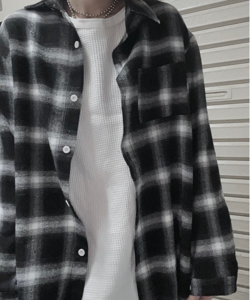 B.I.D.（ビーアイディー）の「チェックシャツ（シャツ/ブラウス・レディース・ブラック・FREE）」の6枚目の写真