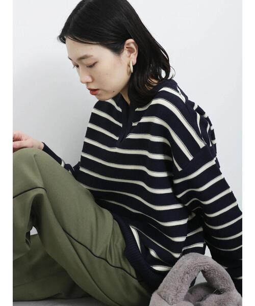 Samansa Mos2 blue（サマンサモスモスブルー）の「ボーダースキッパーニットプルオーバー（ニット/セーター・レディース・キナリ/グリーン/ネイビー・F）」の17枚目の写真