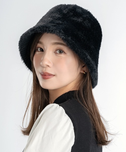 Little&More(リトルアンドモア)の「韓国風 エコファーバケットハット(ハット・レディース・ブラック/ブラウン/ホワイト/キャメル・FREE)」の3枚目の写真
