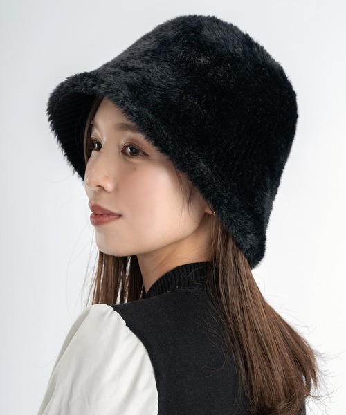 Little&More(リトルアンドモア)の「韓国風 エコファーバケットハット(ハット・レディース・ブラック/ブラウン/ホワイト/キャメル・FREE)」の7枚目の写真