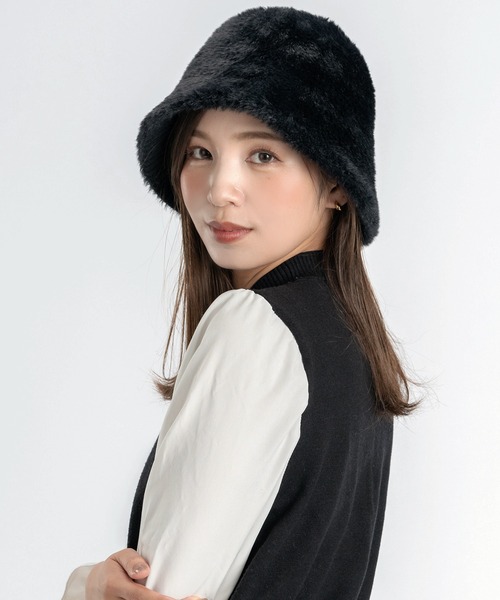 Little&More(リトルアンドモア)の「韓国風 エコファーバケットハット(ハット・レディース・ブラック/ブラウン/ホワイト/キャメル・FREE)」の8枚目の写真