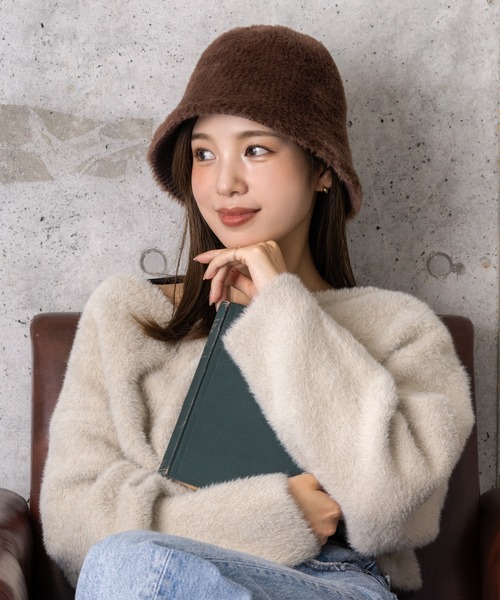 Little&More(リトルアンドモア)の「韓国風 エコファーバケットハット(ハット・レディース・ブラック/ブラウン/ホワイト/キャメル・FREE)」の9枚目の写真