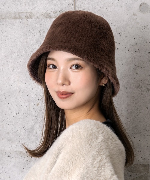 Little&More(リトルアンドモア)の「韓国風 エコファーバケットハット(ハット・レディース・ブラック/ブラウン/ホワイト/キャメル・FREE)」の11枚目の写真