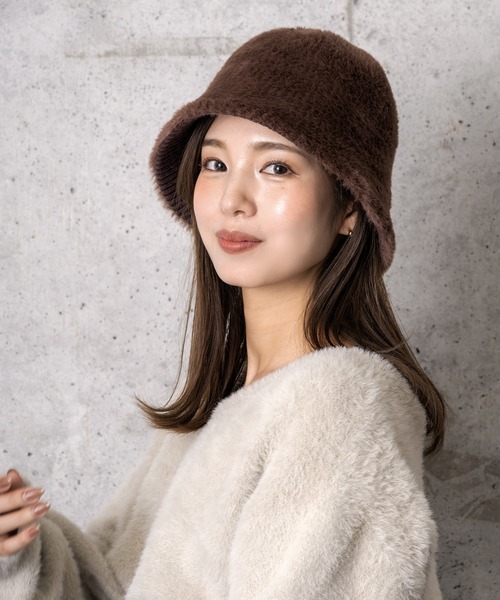 Little&More(リトルアンドモア)の「韓国風 エコファーバケットハット(ハット・レディース・ブラック/ブラウン/ホワイト/キャメル・FREE)」の12枚目の写真