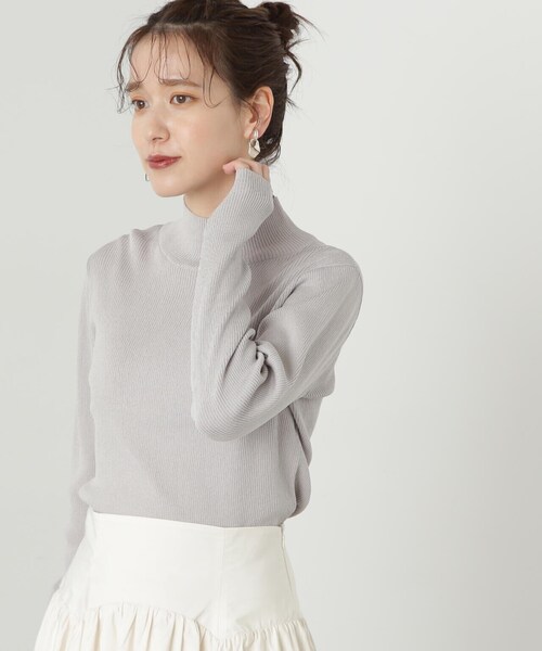 N.(N. Natural Beauty Basic)(エヌエヌナチュラルビューティーベーシック)の「◆リブハイネックコンパクトニット(ニット/セーター・レディース・イエロー/グレー/オフホワイト・MEDIUM)」の7枚目の写真