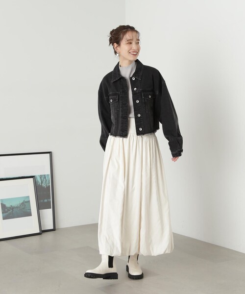 N.(N. Natural Beauty Basic)(エヌエヌナチュラルビューティーベーシック)の「◆リブハイネックコンパクトニット(ニット/セーター・レディース・イエロー/グレー/オフホワイト・MEDIUM)」の8枚目の写真