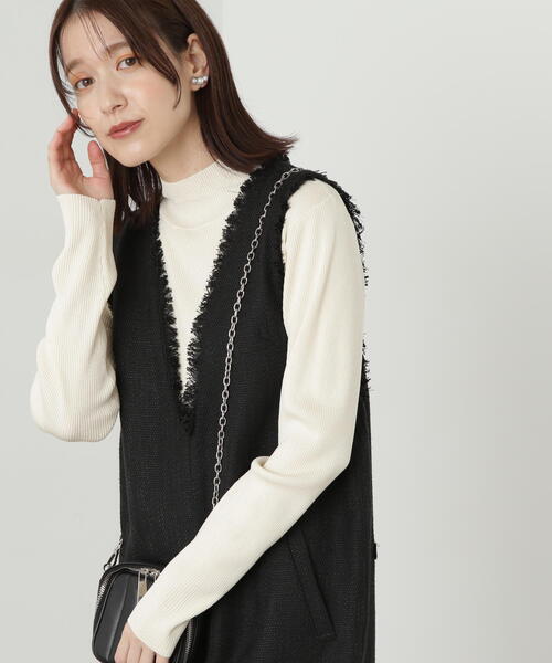 N.(N. Natural Beauty Basic)(エヌエヌナチュラルビューティーベーシック)の「◆リブハイネックコンパクトニット(ニット/セーター・レディース・イエロー/グレー/オフホワイト・MEDIUM)」の13枚目の写真