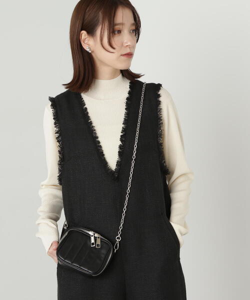 N.(N. Natural Beauty Basic)(エヌエヌナチュラルビューティーベーシック)の「◆リブハイネックコンパクトニット(ニット/セーター・レディース・イエロー/グレー/オフホワイト・MEDIUM)」の14枚目の写真