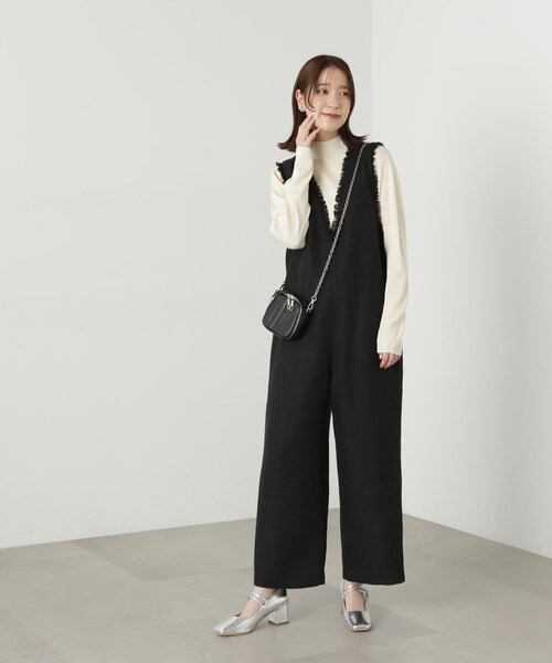 N.(N. Natural Beauty Basic)(エヌエヌナチュラルビューティーベーシック)の「◆リブハイネックコンパクトニット(ニット/セーター・レディース・イエロー/グレー/オフホワイト・MEDIUM)」の16枚目の写真