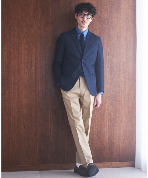 THE SHOP TK （ザ ショップ ティーケー ）の「◆【セットアップ可/ストレッチ】デニムライクジャージジャケット（テーラードジャケット・メンズ・ブラック/ブルー系その他・02/01/03/04）」の4枚目の写真